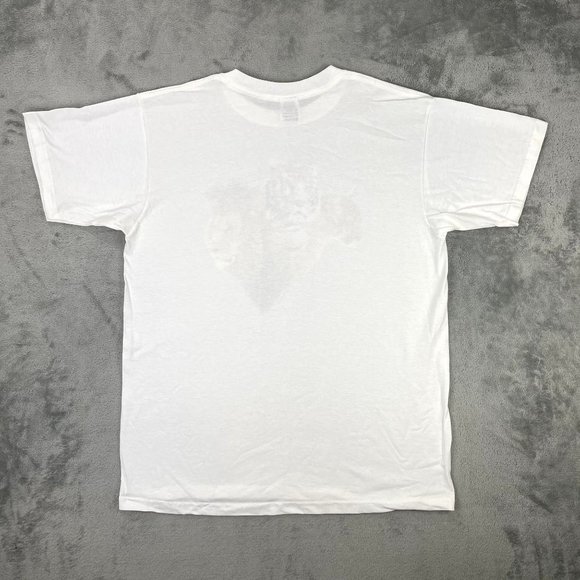 Vintage Human-i-Tees Cougar Lion Tiger Graphic Short Sleeve White T-Shirt Anvil - Picture 4 of 7